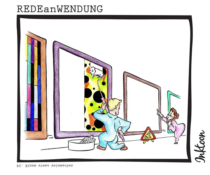 jemanden etwas weiß machen Redewendung Redeanwendung Bilderrätsel toon inktoon Illustration Grafik Sprichwort Bild